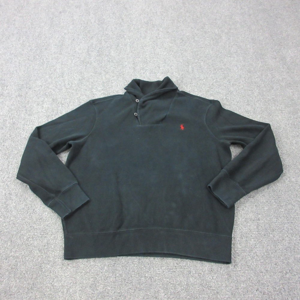 Vintage Polo Ralph Lauren Sweater Mens Large Black Mock Neck Knit Pullover Pony